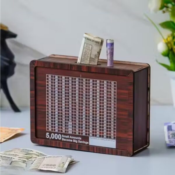 Wooden Piggy Bank for Kids | Carved Money Saving Box